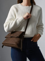 Crossbody Bag Cavalier Nubuck Leather Etrier Brown cavalier nubuck ECAN135M-vue-porte